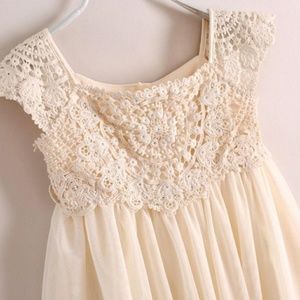 Girls Vintage Appeal Champagne Crochet Dress